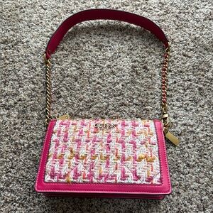 Guess Vibrant Pink Tweed Crossbody